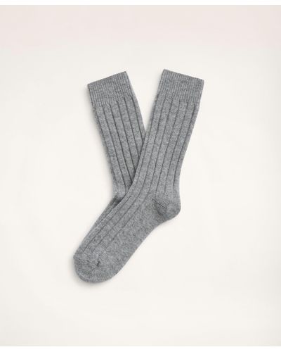 Brooks Brothers Cashmere Blend Ribbed Socks - Gray