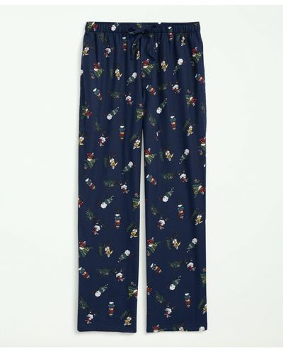 Brooks Brothers Cotton Flannel Holiday Henry Lounge Pants - Blue