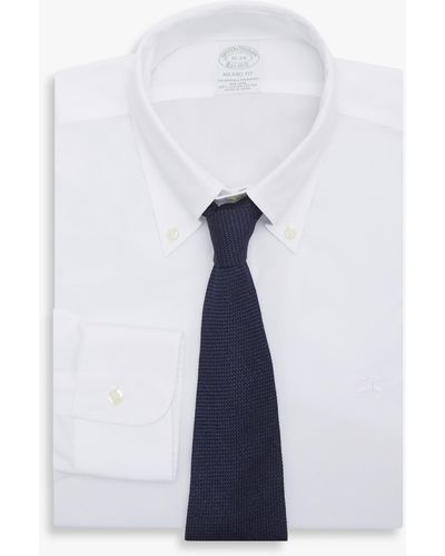 Brooks Brothers Camisa Blanca Slim Fit Non-iron De Algodón Con Cuello Button Down - Blanco