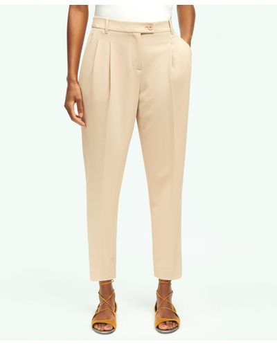 Brooks Brothers Cropped Fine Twill Crepe Pants - Natural