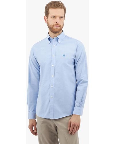 Brooks Brothers Blue Regular Fit Non-iron Stretch Cotton Shirt With Button-down Collar - Azul