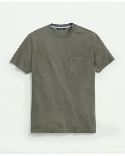 Brooks Brothers Washed Supima Cotton Pocket Crewneck T-shirt - Green