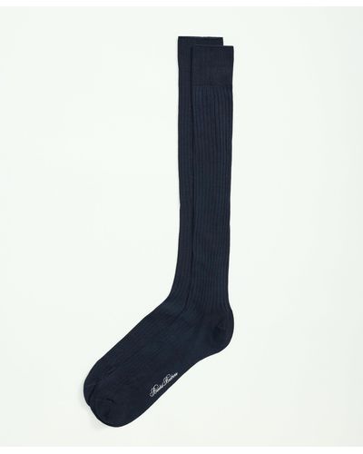 Brooks Brothers Pima Cotton Blend Over-the-calf Socks - Blue