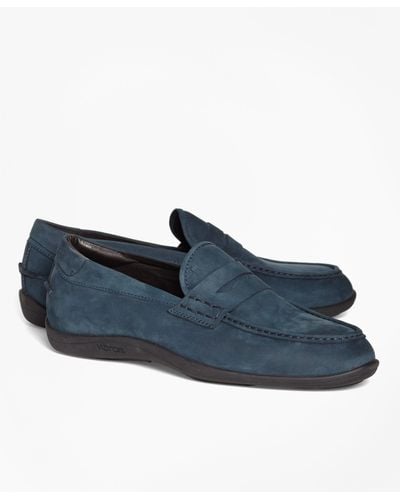 Brooks Brothers 1818 Footwear Suede Penny Moccasins Shoes - Blue