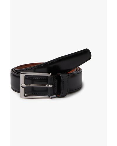 Brooks Brothers Cintura Elegante In Pelle Con Fibbia Argentata - Nero