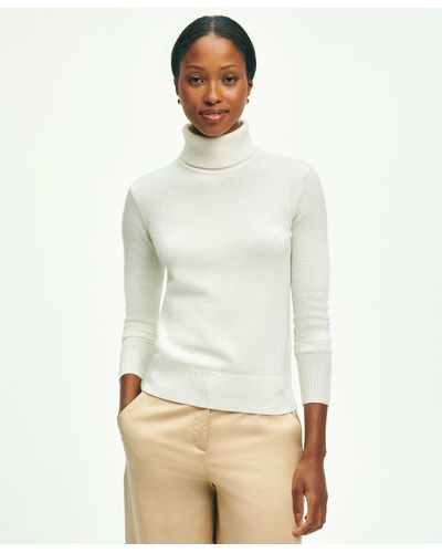 Brooks Brothers Cashmere Turtleneck Sweater - White