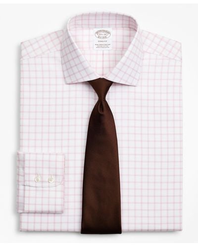 Brooks Brothers Stretch Soho Extra-slim-fit Dress Shirt, Non-iron Twill English Collar Grid Check - Pink