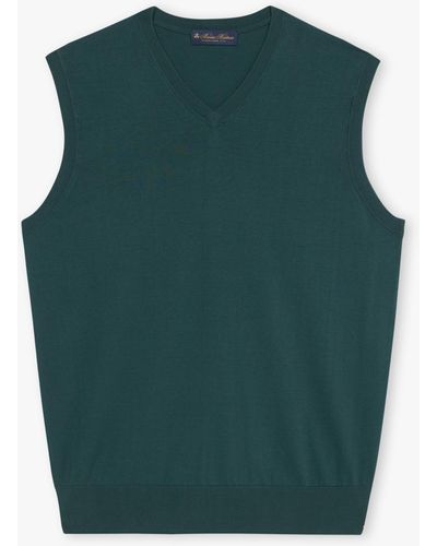 Brooks Brothers Green Cotton Sweater Vest - Verde