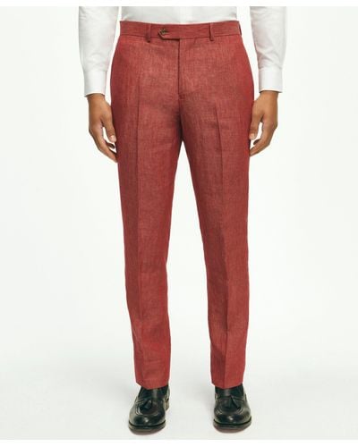 Brooks Brothers Classic Fit Linen Pants - Red