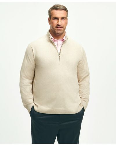 Brooks Brothers Big & Tall Supima Cotton Half-zip Sweater - Natural