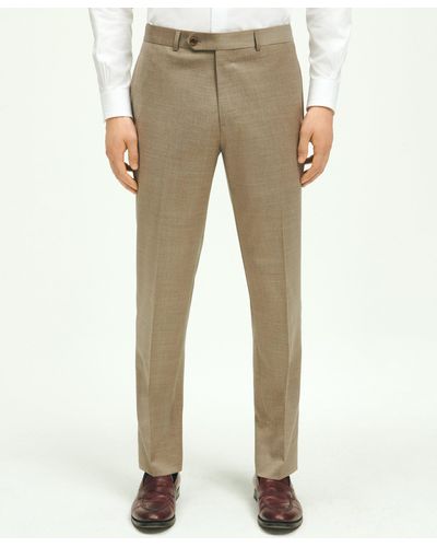 Brooks Brothers Classic Fit Wool 1818 Dress Pants - Natural
