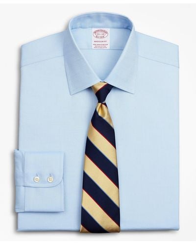 Brooks Brothers Stretch Madison Relaxed-fit Dress Shirt, Non-iron Royal Oxford Ainsley Collar - Blue