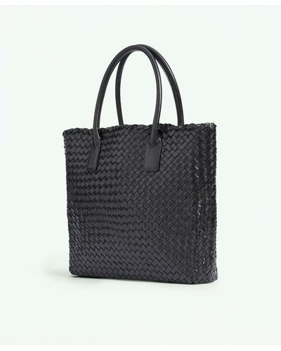 Brooks Brothers Woven Leather Tote Bag - Black