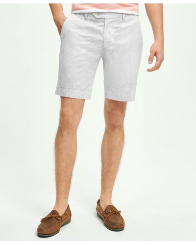 Brooks Brothers Washed Stretch Cotton Seersucker Shorts - White