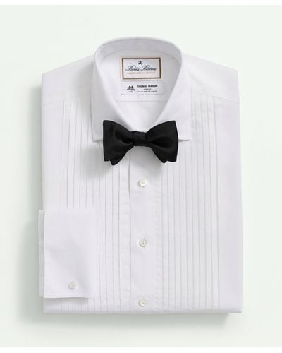 Brooks Brothers X Thomas Mason Cotton-linen English Collar, Pleat Front Tuxedo Shirt - White