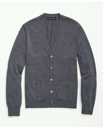 Brooks Brothers Fine Merino Wool Cardigan Sweater - Blue