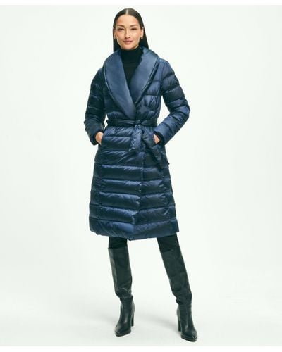 Brooks Brothers Down Water-resistant Belted Puffer Coat - Blue