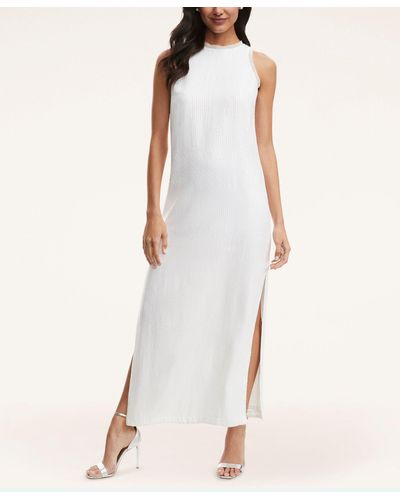 Brooks Brothers Iridescent Sequin Sleeveless Dress - White