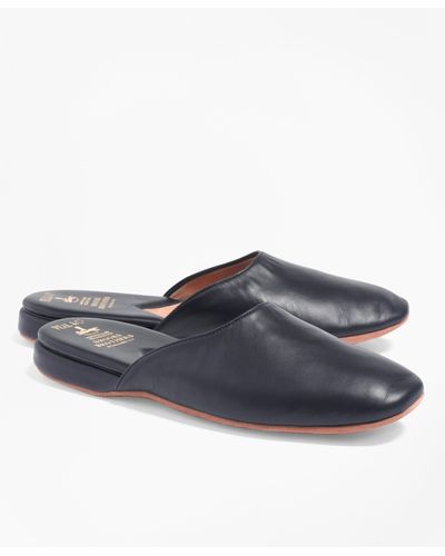 Brooks Brothers Nappa Backless Slip-on Slippers - Blue