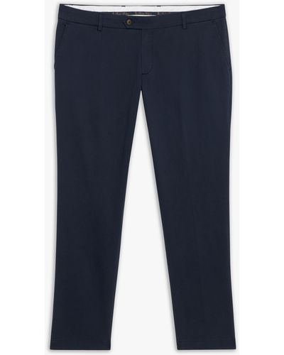 Brooks Brothers Navy Slim Fit Double Twisted Cotton Chinos - Blu