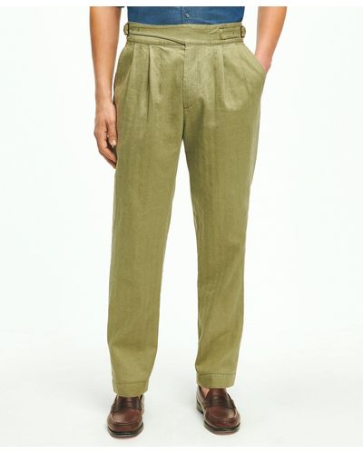 Brooks Brothers The Ghurka Pant In Linen-cotton Blend Pants - Green