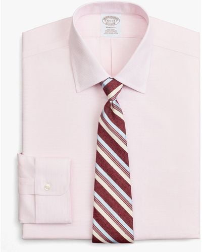 Brooks Brothers Camicia Elegante Soho Extra-slim Fit In Dobby Non-iron, Colletto Ainsley - Rosa