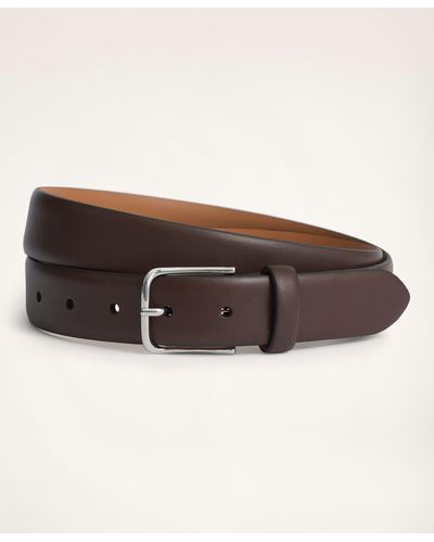 Brooks Brothers Leather Feather Edge Belt - Brown