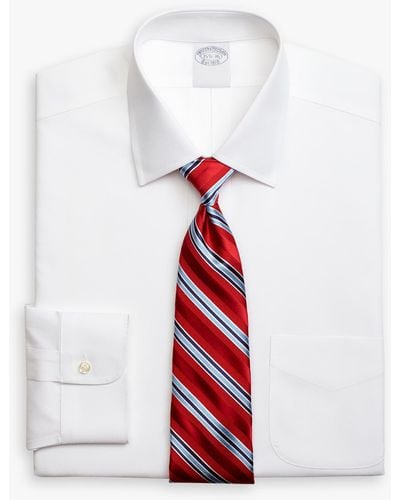 Brooks Brothers Camisa De Vestir Blanca De Corte Clásico Non-iron En Algodón Supima Elástico Con Cuello Ainsley - Blanco