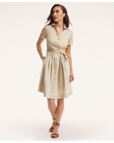 Brooks Brothers Belted Shirt Dress - Natural