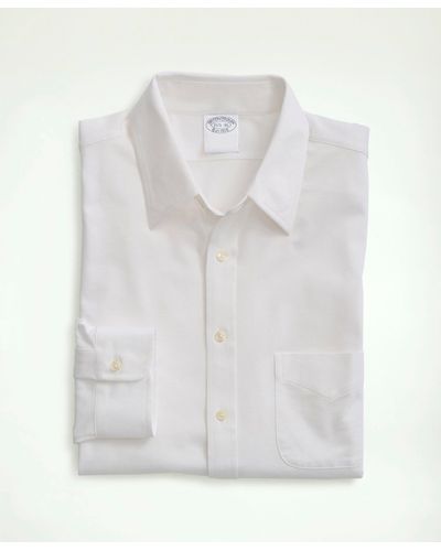 Brooks Brothers Japanese Knit Dress Shirt, Slim Fit - White