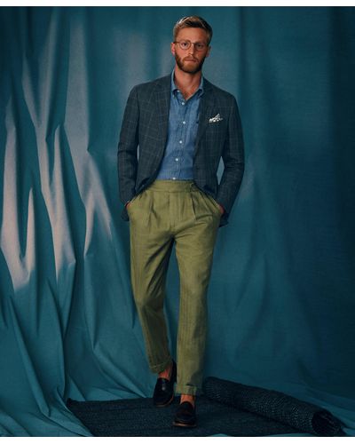 Brooks Brothers The Ghurka Pant In Linen-cotton Blend Pants - Green