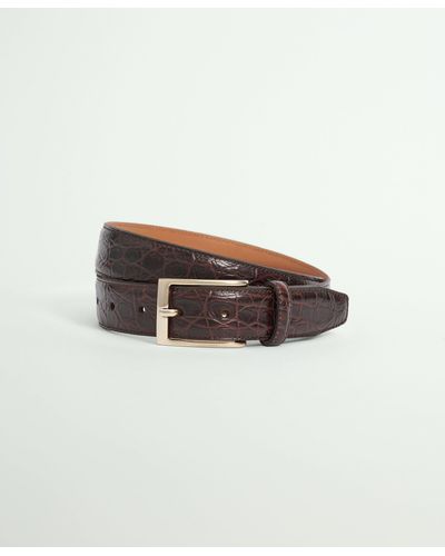 Brooks Brothers Leather Embossed Belt - White