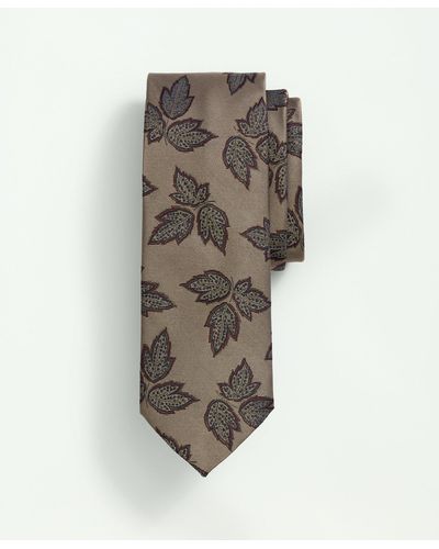Brooks Brothers Silk Autumn Leaves Tie - Multicolor