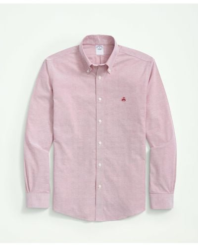 Brooks Brothers Stretch Non-iron Oxford Button-down Collar Sport Shirt - Pink