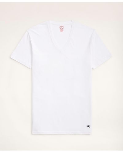 Brooks Brothers Supima Cotton V-neck Undershirt-3 Pack - White
