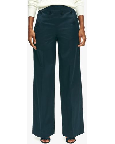 Brooks Brothers Navy Cotton Twill Wide-leg Sailor Pants - Blu