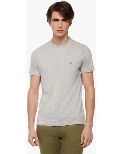 Brooks Brothers T-shirt Girocollo Con Logo In Cotone Supima Lavato - Bianco