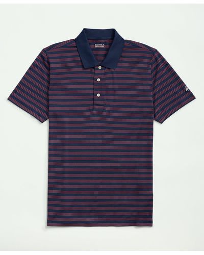 Brooks Brothers Striped Golf Polo - Blue