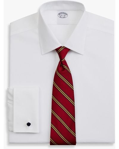 Brooks Brothers White Regular Fit Non-iron Stretch Cotton Dress Shirt With Ainsley Collar - Blanco
