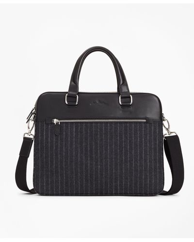 Brooks Brothers Wool Stripe Briefcase - Black