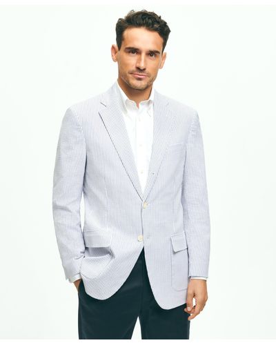 Brooks Brothers Traditional Fit Stretch Cotton Seersucker Sport Coat - White