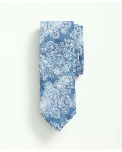 Brooks Brothers Cotton Faded Paisley Tie - Blue