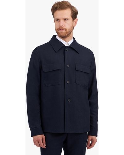 Brooks Brothers Navy Blue Wool Blend Overshirt Jacket - Azul