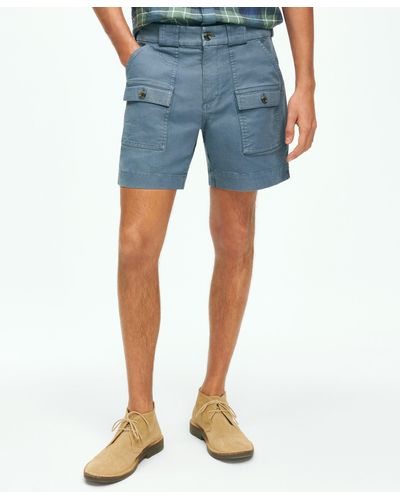 Brooks Brothers 6.5" Cotton Canvas Camp Shorts - Blue