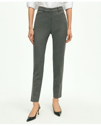 Brooks Brothers The Essential Stretch Wool Slim Crop Pants - Gray