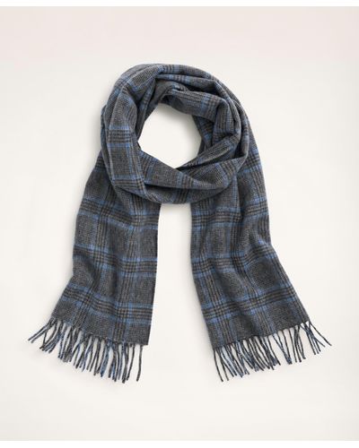 Brooks Brothers Lambswool Fringed Scarf - Blue