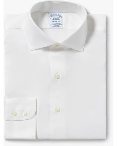 Brooks Brothers Weißes Regular Fit Non-iron Hemd Aus Stretch-baumwolle Mit Kent-kragen