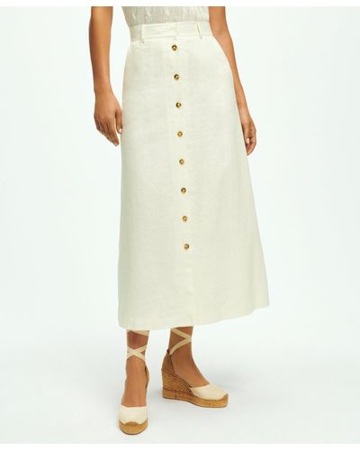 Brooks Brothers A-line Linen Skirt - White