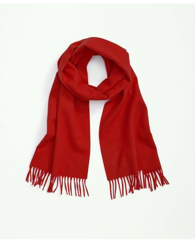 Brooks Brothers Cashmere Fringed Scarf - Red