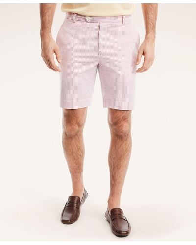 Brooks Brothers Cotton Seersucker Stripe Shorts - Pink